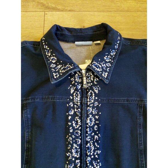 Quackery Factory Straight Leg Jeans Stretch Denim Blazer Rhinestone Bling 2X NWT - Picture 4 of 12